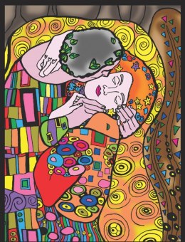 Kolorowanka, malowanka Welwetowa 47x35 Klimt Pocałunek