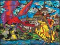 Kolorowanka, malowanka Welwetowa 47x35 Smok i Zamek