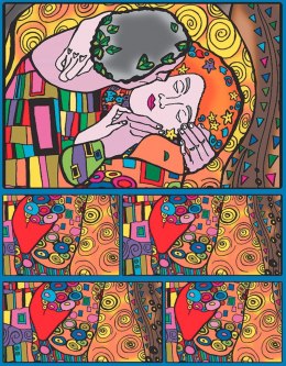Pudełko COLORVELVET Klimt pocałunek, Kolorowanka, malowanka welwetowa, kolorowanka antystresowa dla seniora