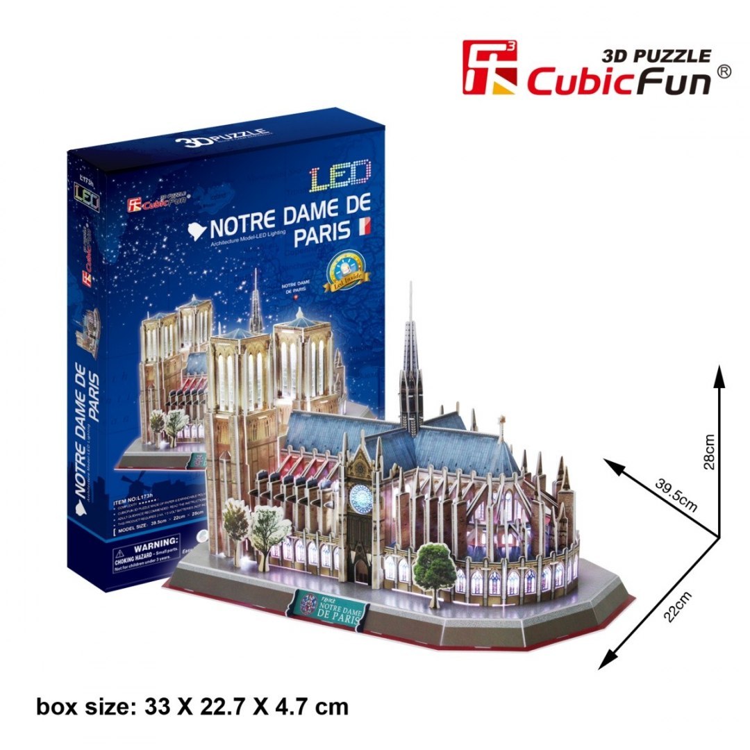 Puzzle 3D Notre Dame (Światło), 149 el.