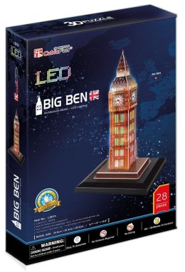 Puzzle 3D Zegar Big Ben (Światło), 28 el.
