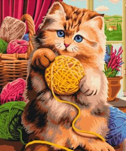 Obraz Malowanie po numerach - Kot z włóczką