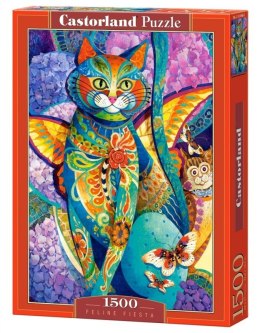 Puzzle 1500 elementów Kot kolorowy Feline Fiesta