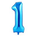 Balon foliowy CYFRA NIEBIESKA 40" 85 cm - cyfra 1