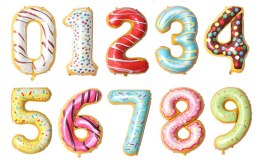 Balon foliowy CYFRA ciasteczko donut 40
