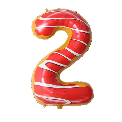 Balon foliowy CYFRA ciasteczko donut 40" 85 cm - cyfra 2