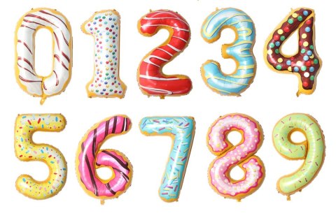 Balon foliowy CYFRA ciasteczko donut 40" 85 cm - cyfra 7