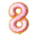 Balon foliowy CYFRA ciasteczko donut 40" 85 cm - cyfra 8