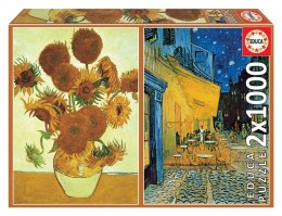 Puzzle 2x1000 elementów Słoneczniki + Kawiarnia V.Van Gogh