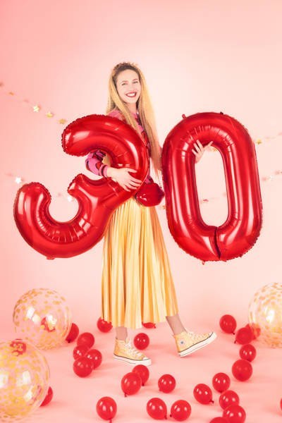 Balon foliowy CYFRA CZERWONA 86 cm - cyfra 3