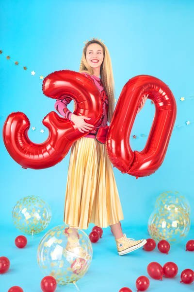 Balon foliowy CYFRA CZERWONA 86 cm - cyfra 3