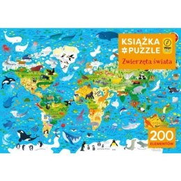 Puzzle 200 elementów + Książka - Zwierzęta świata