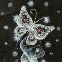 Haft diamentowy - Biały motyl z poświatą