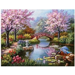 Obraz Malowanie po numerach - Jeziorko w sadzie