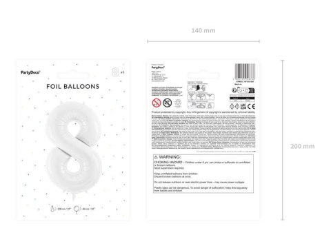 Balon foliowy CYFRA BIAŁA 86 cm - cyfra 6