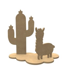 Dekoracja 3D z MDF Lama z kaktusem