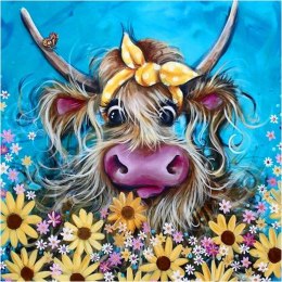 Diamentowa mozaika - Krowa w kwiatach
