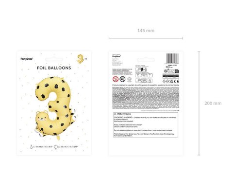 Balon foliowy CYFRA 3 GEPARD 68 x 98 cm