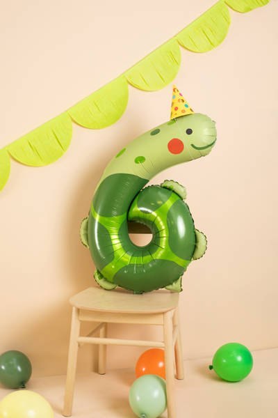 Balon foliowy CYFRA 6 ŻÓŁW 68 x 98 cm