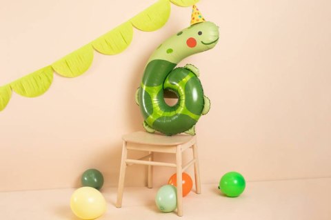 Balon foliowy CYFRA 6 ŻÓŁW 68 x 98 cm