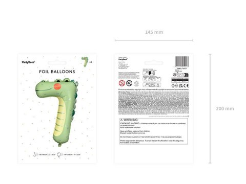 Balon foliowy CYFRA 7 KROKODYL 56 X 85 cm
