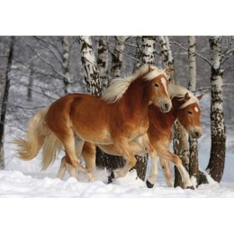 Diamentowa mozaika - Konie zimą w lesie