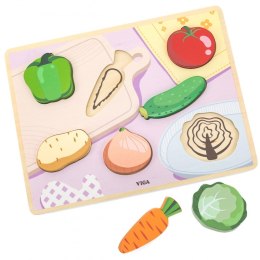 Drewniane Puzzle Układanka Montessori 2w1 Figurki Warzywa
