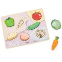 Drewniane Puzzle Układanka Montessori 2w1 Figurki Warzywa