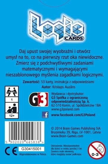 Gra Logic Cards - Zestaw niebieski (PL), G3, gry logiczne dla seniora, łamigłówki