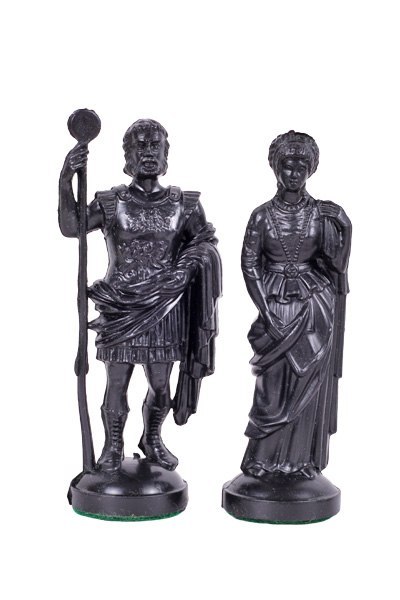 Figury szachowe stylizowane na Cesarstwo Rzymskie, czarno-złote (król 98 mm)
