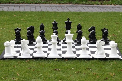 Zestaw do szachów ogrodowych - figury + szachownica nylonowa, szachy ogrodowe, plenerowe