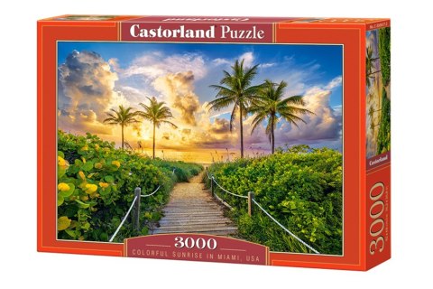 Puzzle 3000 elementów Wschód słońca palmy Miami USA