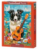 Puzzle 500 elementów Pies Collie z gitarą