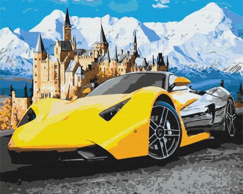 Obraz Paint it! Malowanie po numerach. Lamborghini koło zamku