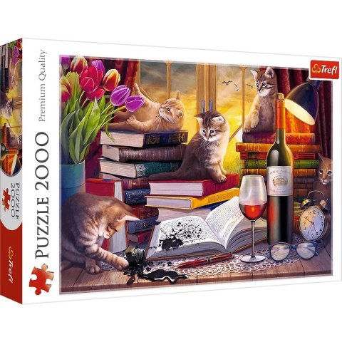 Puzzle 2000 elementów Koci wieczór