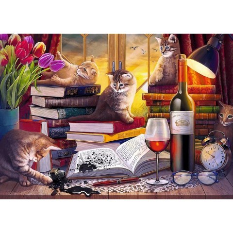 Puzzle 2000 elementów Koci wieczór