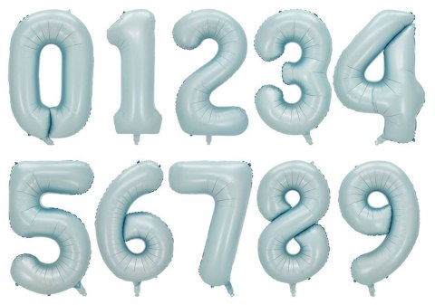 Balon foliowy CYFRA SATIN PASTEL BLUE niebieska 40" 85 cm - cyfra 2