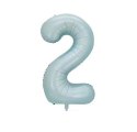 Balon foliowy CYFRA SATIN PASTEL BLUE niebieska 40" 85 cm - cyfra 2