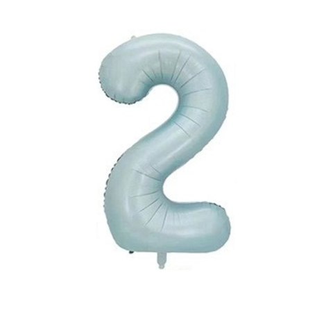 Balon foliowy CYFRA SATIN PASTEL BLUE niebieska 40" 85 cm - cyfra 2