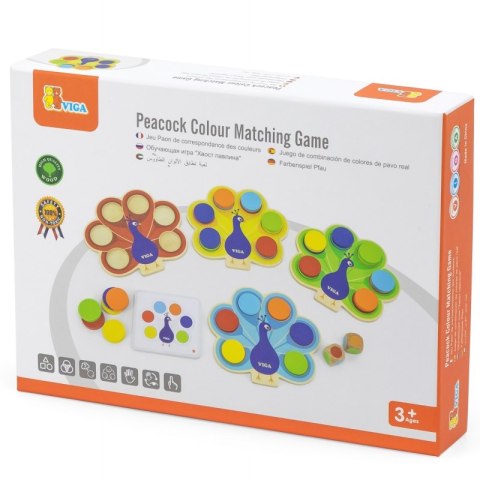 Drewniana Gra Dopasuj Kolory Pawi Ogon Montessori + Karty