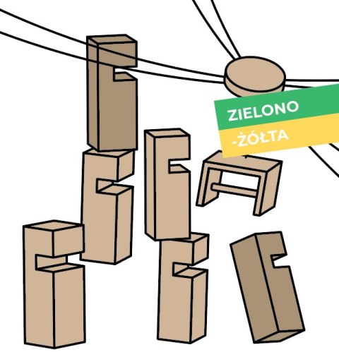 Gra integracyjna Wieża DŹWIG Wieża współpracy podwójna zielono żółta