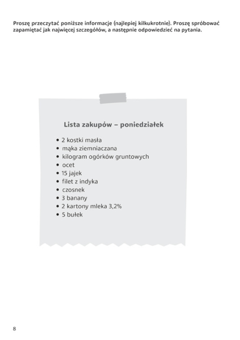 Pamięć. Ćwiczenia na tekstach użytkowych Pamięć. Ćwiczenia na tekstach użytkowych