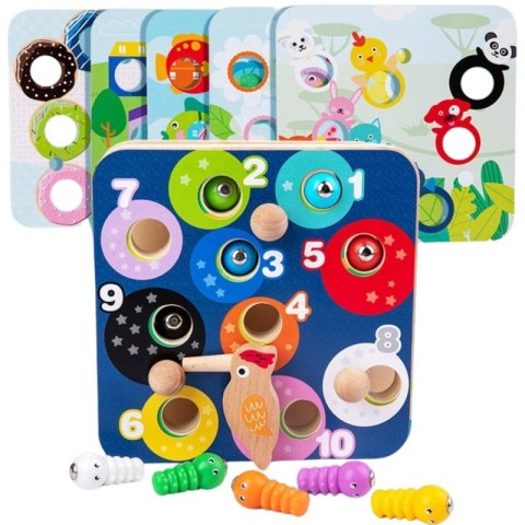 TOOKY TOY Drewniana Gra Zręcznościowa 2w1 Wyciągnij Robaczki