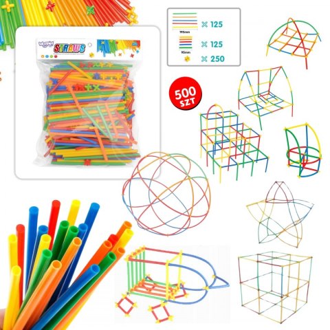 WOOPIE Klocki Konstrukcyjne Kolorowe Słomki 500 el.