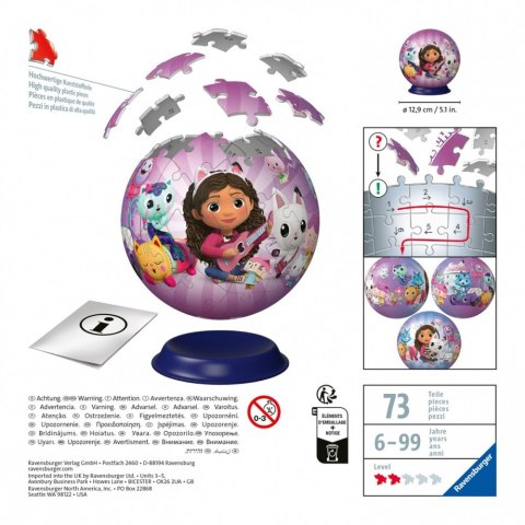 Puzzle 3D Kula 72 elementy Koci Domek Gabi