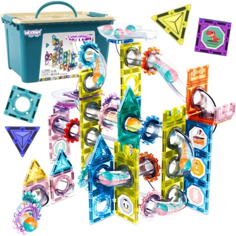 Klocki Magnetyczne Konstrukcyjne 3D Zestaw Edukacyjny Tor Kulkowy 126el.el.