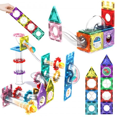 Klocki Magnetyczne Konstrukcyjne 3D Zestaw Edukacyjny Tor Kulkowy 126el.el.