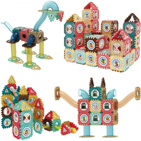 Klocki Magnetyczne Konstrukcyjne 3D Zestaw Edukacyjny Tor Kulkowy 128el.