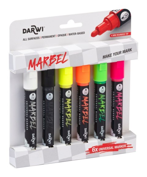 Zestaw 6 markerów MARBEL 4mm Fluo