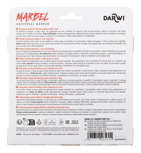 Zestaw 6 markerów MARBEL 4mm Fluo